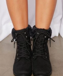 Fashion Nova Seasons Changing Faux Fur Booties - Black