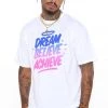 Fashion Nova Coming Soon Dream And Believe Short Sleeve Tee - White/combo
