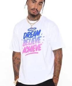 Fashion Nova Coming Soon Dream And Believe Short Sleeve Tee - White/combo