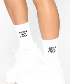 Fashion Nova I Don't Give A Fuck Socks - White/Black Best Sellers
