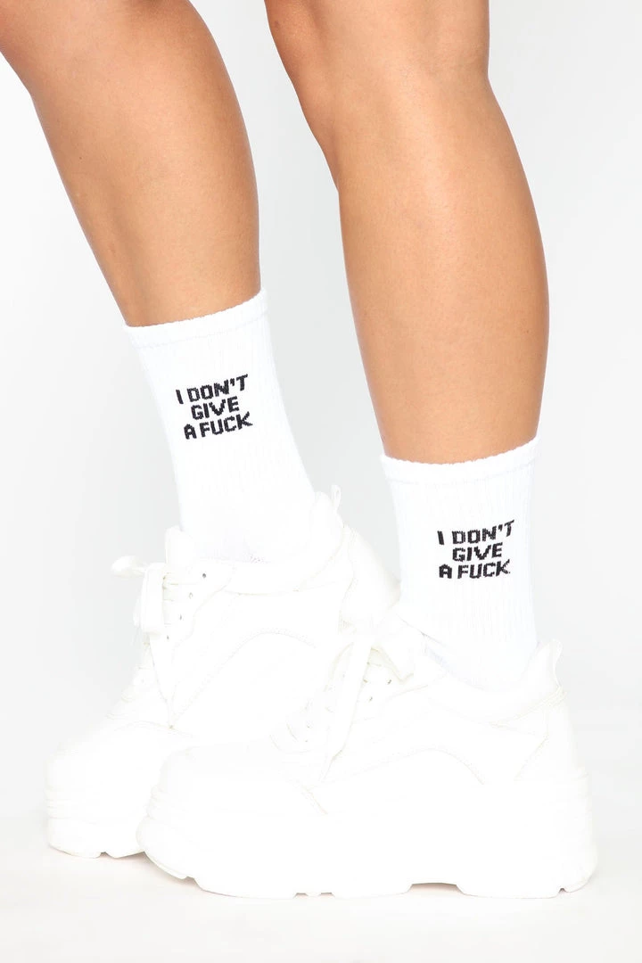 Fashion Nova I Don't Give A Fuck Socks - White/Black Best Sellers 2 Fashion Nova I Don't Give A Fuck Socks - White/Black Best Sellers