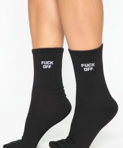 Fashion Nova Fuck Off Socks - Black/White New Today