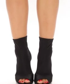 Fashion Nova Sitting Pretty Bootie - Black SHOES