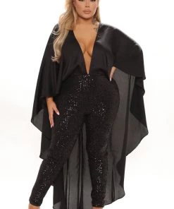 Fashion Nova Unforgettable Faces Jumpsuit - Black Best Sellers