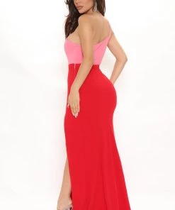 Fashion Nob Marilyn One Shoulder Maxi Dress - Red/combo DRESSES 5 Fashion Nob Marilyn One Shoulder Maxi Dress - Red/combo DRESSES