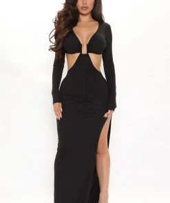 Fashion Nova New Today Late Night Paradise Maxi Dress - Black