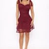 Fashion Nob Christa Mesh Mini Dress - Wine DRESSES