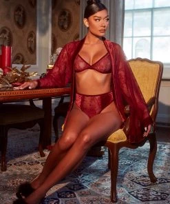 Fashion Nob Sleepwear & Robes Lovers Touch Lace And Velvet Robe - Wine 13 Fashion Nob Sleepwear & Robes Lovers Touch Lace And Velvet Robe - Wine