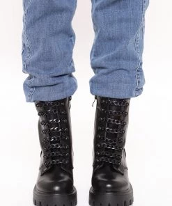 FashionNob Bold As Ever Combat Booties - Black SHOES