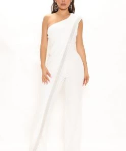 Fashion Nova So Dramatic Jumpsuit - White Teddies & Babydolls