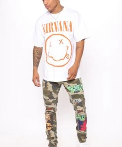 FashionNob New Today All Over Patchwork Stacked Skinny Jeans - Camouflage