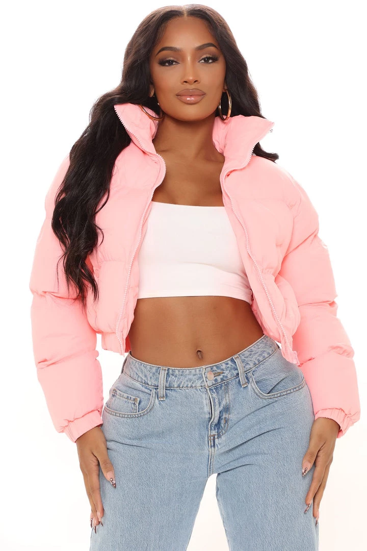 Fashion Nob Winter Blowout Looking Brand New Cropped Puffer Jacket - Pink 1 Fashion Nob Winter Blowout Looking Brand New Cropped Puffer Jacket - Pink