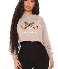 Fashion Nova Focus On The Good Crop Sweatshirt - Coco