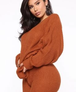 Fashion Nova In A Knit Sweater Set - Rust