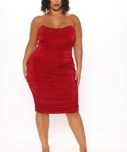 FashionNob All Ruched And Ready Midi Dress - Wine 11 FashionNob All Ruched And Ready Midi Dress - Wine