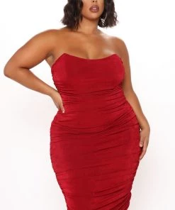 FashionNob All Ruched And Ready Midi Dress - Wine 12 FashionNob All Ruched And Ready Midi Dress - Wine