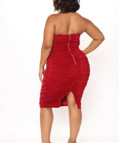 FashionNob All Ruched And Ready Midi Dress - Wine 13 FashionNob All Ruched And Ready Midi Dress - Wine