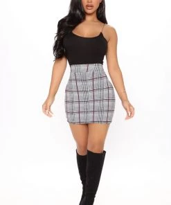 Fashion Nova New Today Melanie Plaid Print Mini Skirt - Burgundy