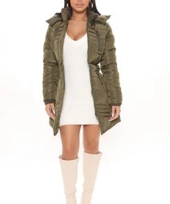 Fashion Nob No Hard Feelings Puffer Jacket - Olive