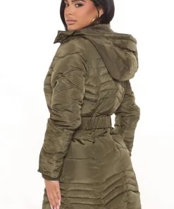 Fashion Nob No Hard Feelings Puffer Jacket - Olive