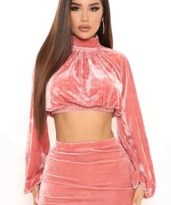 Fashion Nova Georgina Velvet Skirt Set - Mauve SETS