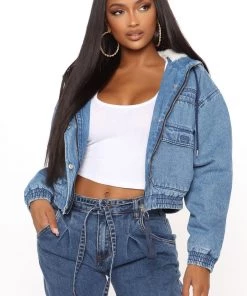 Fashion Nob Got A Soft Spot Denim Jacket - Dark Wash Teddies & Babydolls