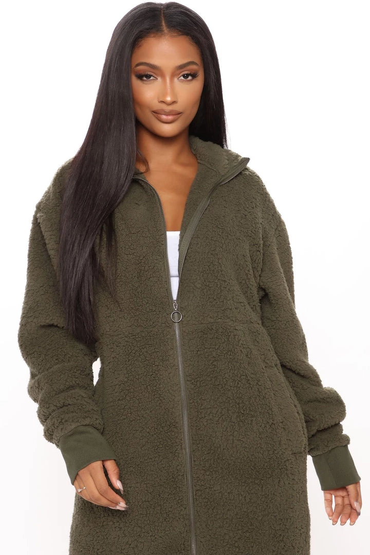 Fashion Nob Winter Blowout Cabin Stay Sherpa Jacket - Olive 2 Fashion Nob Winter Blowout Cabin Stay Sherpa Jacket - Olive