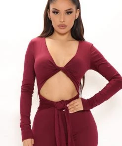 Fashion Nova Coming In Casual Jumpsuit - Burgundy