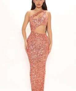 Mysite Ibiza Sequin Maxi Dress - Orange
