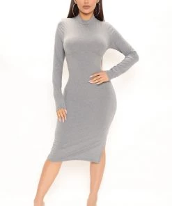 Fashion Nob DRESSES Sammy Midi Dress - Charcoal