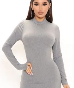 Fashion Nob DRESSES Sammy Midi Dress - Charcoal