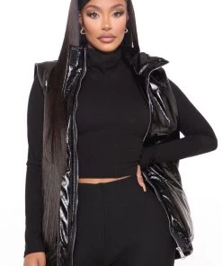 Fashion Nob Teddies & Babydolls Totally Invested Puffer Vest - Black