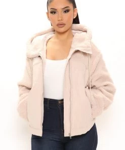 Fashion Nob Can't Compare Oversized Sherpa Jacket - Beige