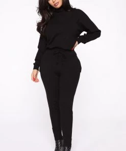 FashionNob Chill Mami Sweater Set - Black Best Sellers