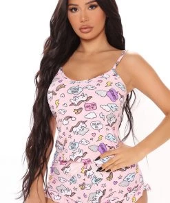 Fashion Nova Influencer Looks Miss Unicorn PJ Short Set - Blush/combo