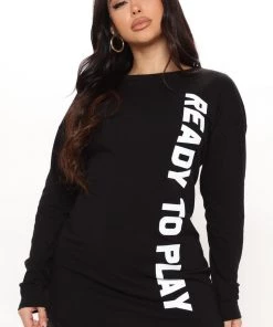 Fashion Nob We're Ready To Play Long Sleeve Dress - Black
