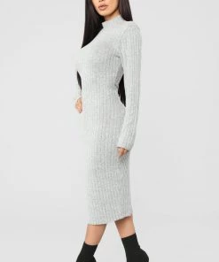 Fashion Nob Not Over You Yet Sweater Dress - Heather Grey DRESSES