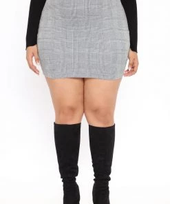 Fashion Nova Teddies & Babydolls Melanie Plaid Print Mini Skirt - Black/White