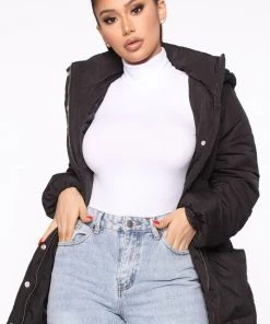 Fashion Nob No Problems Here Puffer Jacket - Black Teddies & Babydolls