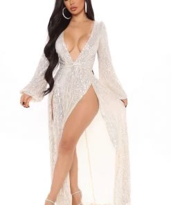 Mysite Kinsley Sequin Maxi Dress - Nude DRESSES