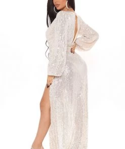 Mysite Kinsley Sequin Maxi Dress - Nude DRESSES