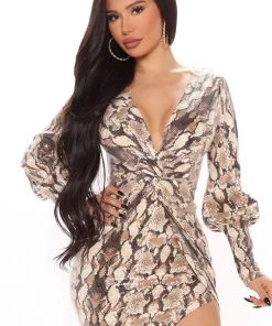 Mysite Poisonous Passion Sequin Mini Dress - Brown/combo