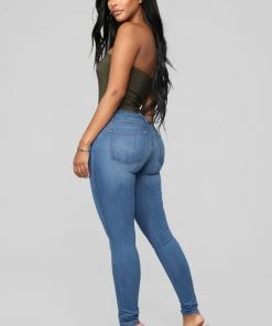 Mysite New Today Classic Mid Rise Skinny Jeans - Medium Blue Wash
