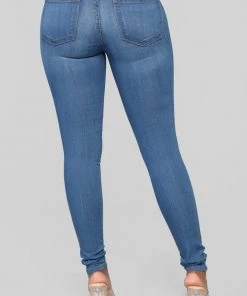 Mysite New Today Classic Mid Rise Skinny Jeans - Medium Blue Wash