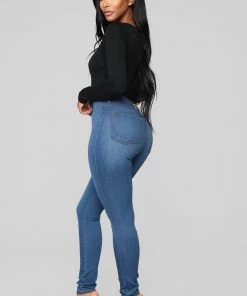 Fashion Nova Classic High Waist Skinny Jeans - Medium Blue Wash