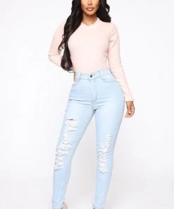 Fashion Nova Drive To The Ocean Jeans - Light Blue Wash