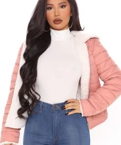 Fashion Nob Teddies & Babydolls Split Second Reversible Puffer Jacket - Mauve