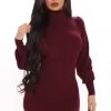 Fashion Nova Cozy Girl Sweater Mini Dress - Wine
