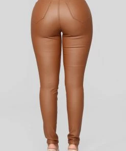 Fashion Nova Double Dare Faux Leather Pants - Camel