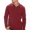 Fashion Nova Wilson Long Sleeve Polo - Burgundy